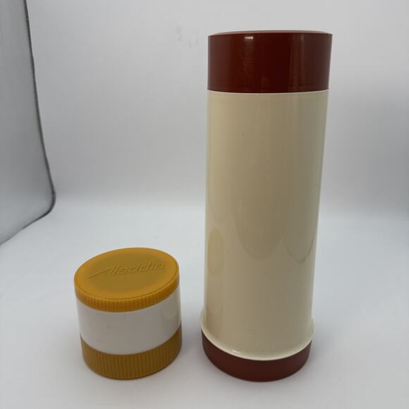 2 Vintage Thermos Cont. 1 King-Seeley Thermos Bottle Brown/Tan & 1 Aladdin 7000 - Picture 3 of 16